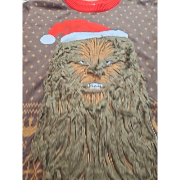 Star Wars Chewbacca Furry Face Santa Hat Adult Small Ugly Christmas Sweater - Picture 8 of 16